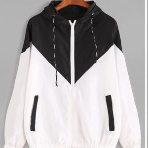 SHEIN Kids Color Block Black/White Windbreaker